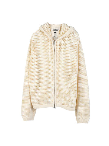AEAE Mesh Knit Hoodie Light Beige