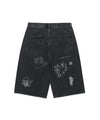 Nice Ghost Club Big Wide Bermuda Doodle Denim Pants