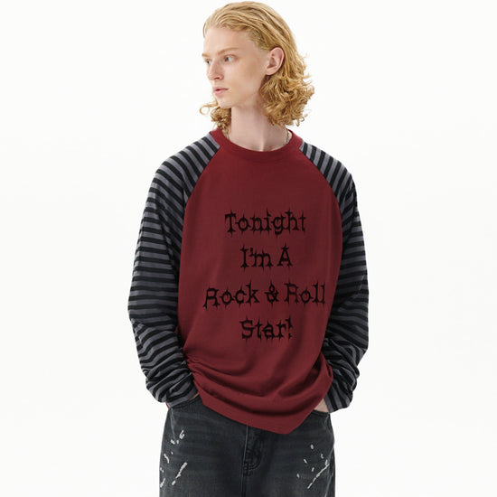 Mahagrid Rock Star Raglan Stripe Long Sleeve Tee