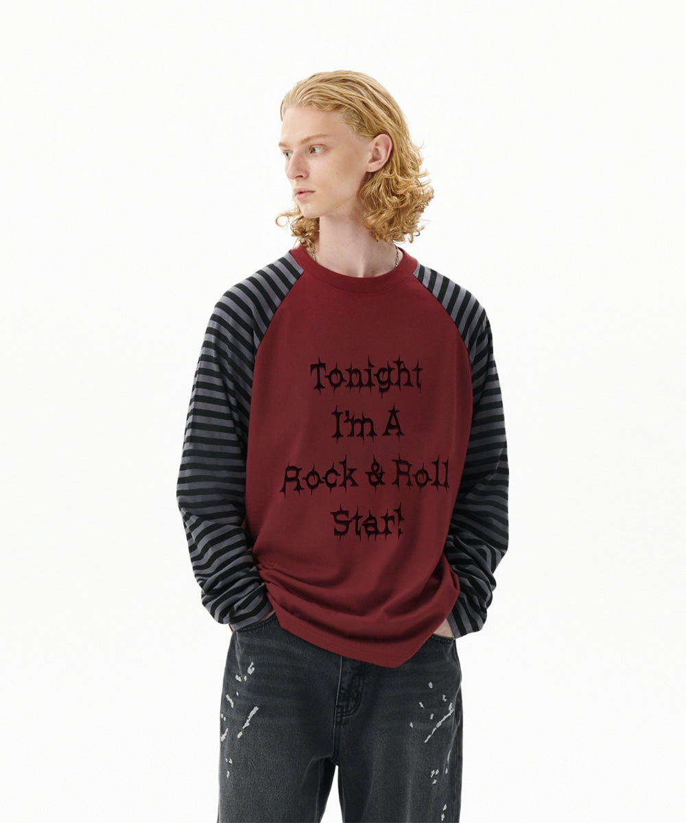 Mahagrid Rock Star Raglan Stripe Long Sleeve Tee