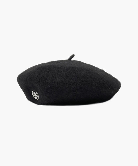 Marithé François Girbaud Circle Logo Embroidery Wool Beret