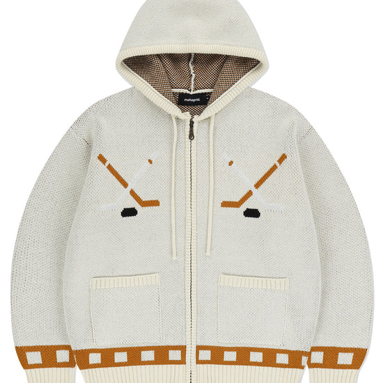 Mahagrid Hockey Knit Zip-Up Hoodie