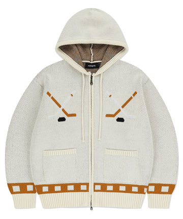 Mahagrid Hockey Knit Zip-Up Hoodie