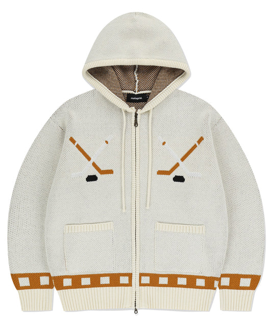 Mahagrid Hockey Knit Zip-Up Hoodie