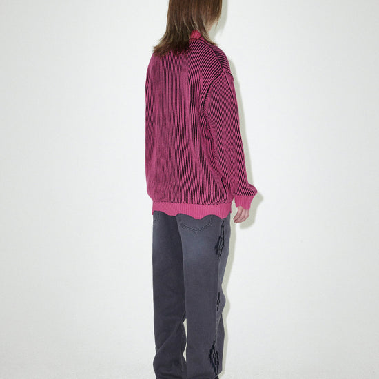 Mahagrid CUTTING CONTRAST HALF ZIP-UP KNIT