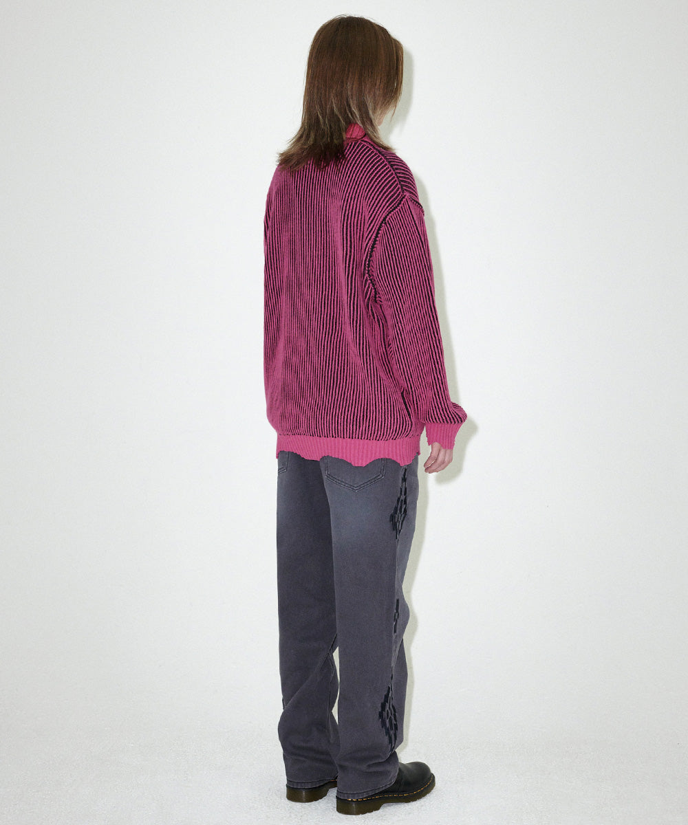 Mahagrid CUTTING CONTRAST HALF ZIP-UP KNIT
