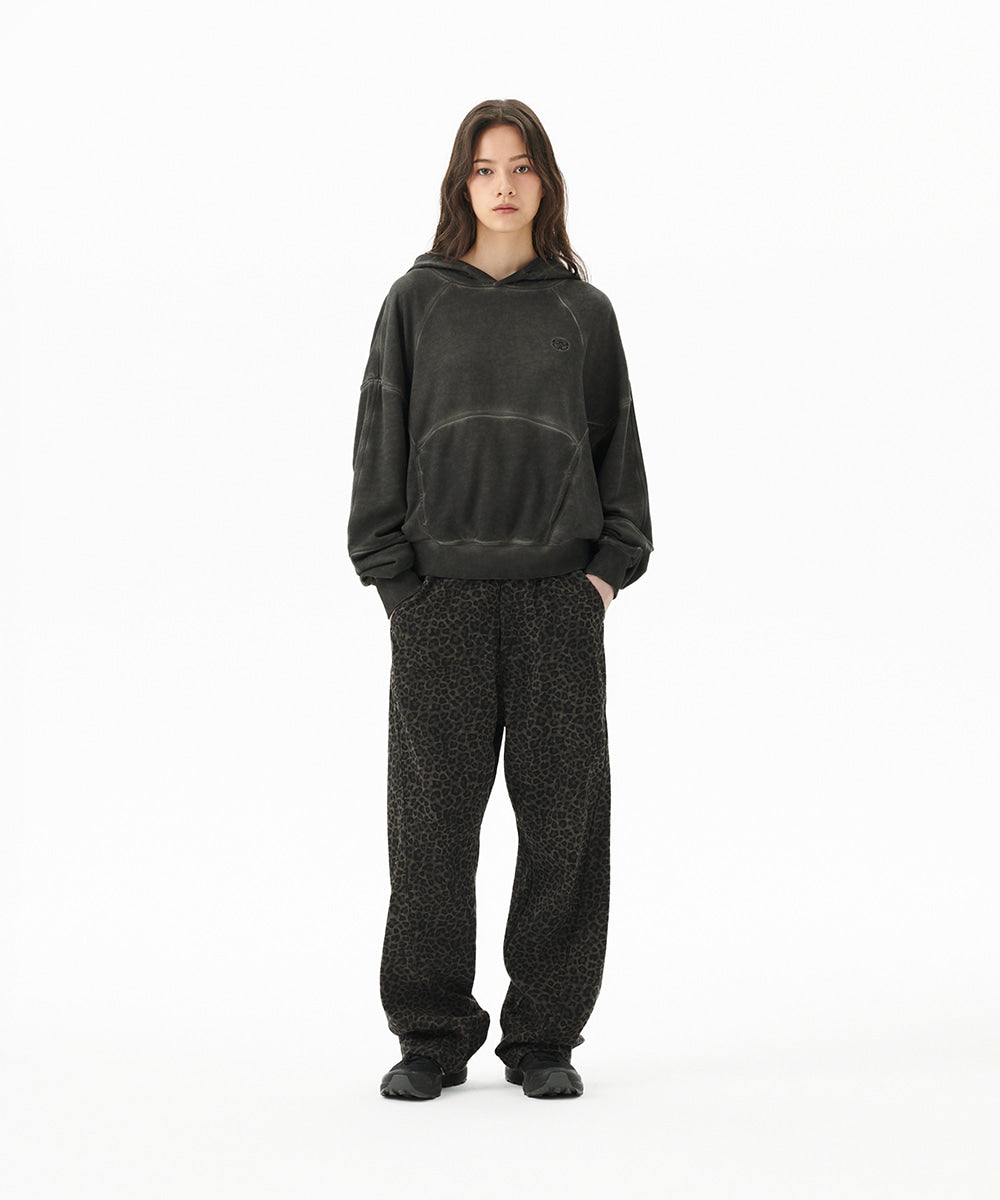 Mahagrid Dyed Curved Seam Crop Hoodie