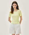 Marithé François Girbaud W SQUARE NECK LACE DETAIL TEE