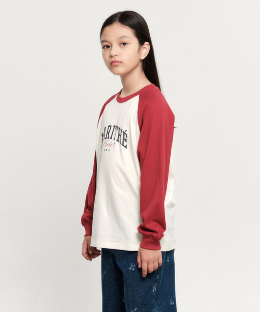 Marithé François Girbaud Kids Color Block Raglan Long Sleeve Red