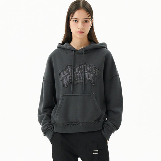 Mahagrid Raw Cut Pray Crop Hoodie