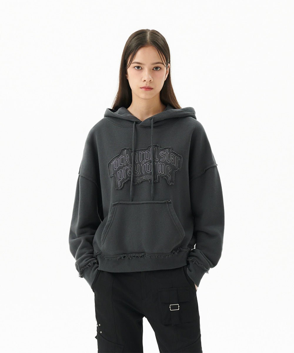 Mahagrid Raw Cut Pray Crop Hoodie