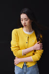 General Idea WOMAN GNRL Signature Superfine Wool Cable Cardigan [Light Grey]
