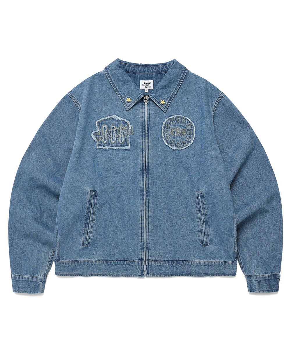 Cavish Denim Rawcut Embroidery Jacket [Blue]