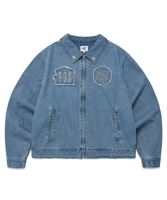 Cavish Denim Rawcut Embroidery Jacket [Blue]