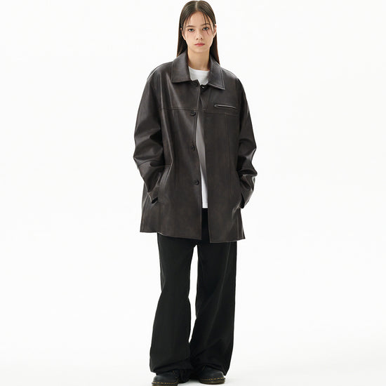 Mahagrid Faux Leather Car Coat