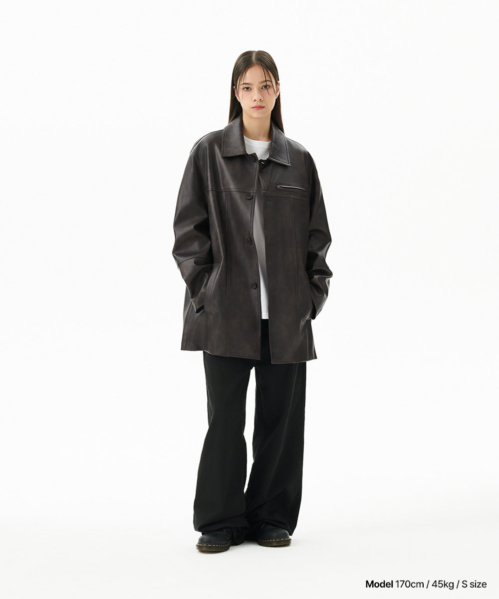 Mahagrid Faux Leather Car Coat