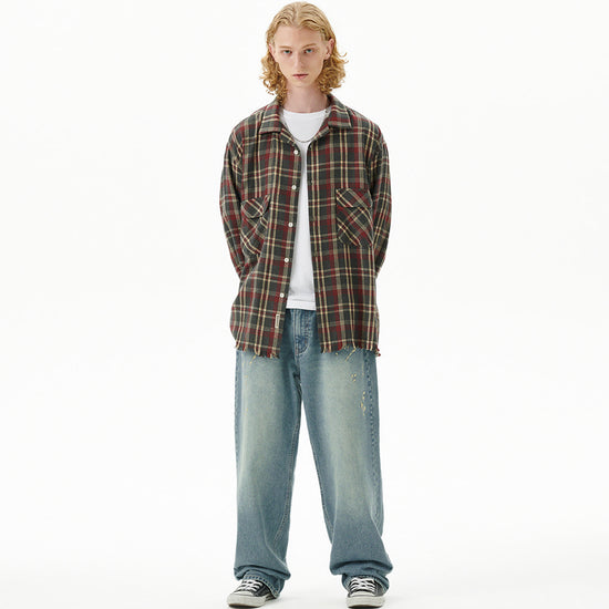 Mahagrid Cut Off Flannel Check Shirt