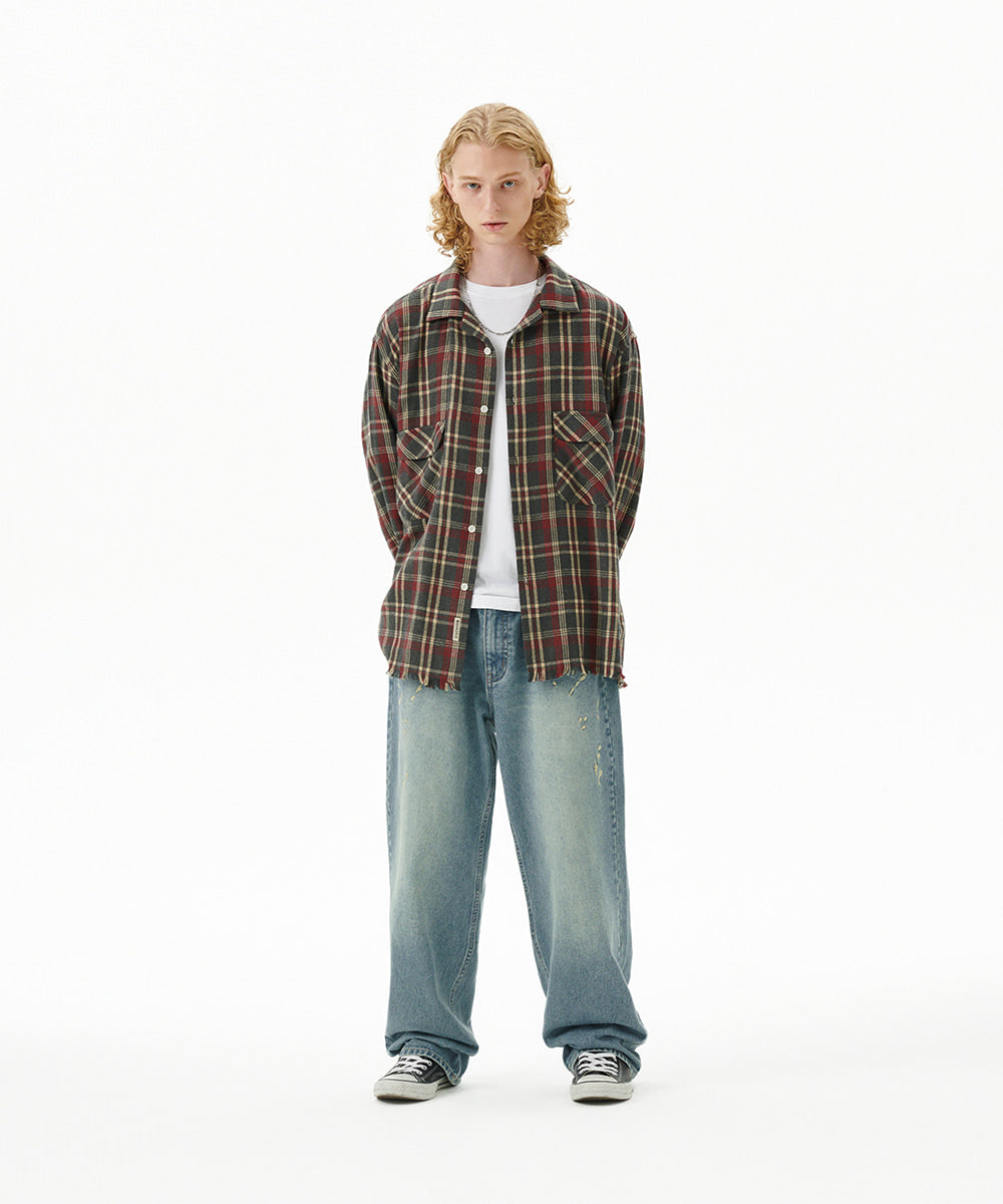 Mahagrid Cut Off Flannel Check Shirt