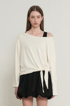 General Idea WOMAN Tie-Up Loose Fit Boat Neck T-Shirt