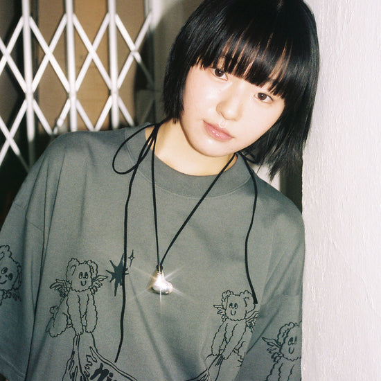 Nice Ghost Club Heavenly Bear Angel Big Big Tee [Charcoal]