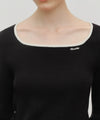Marithé François Girbaud W Color Point Square Neck Knit Pullover Sky Blue