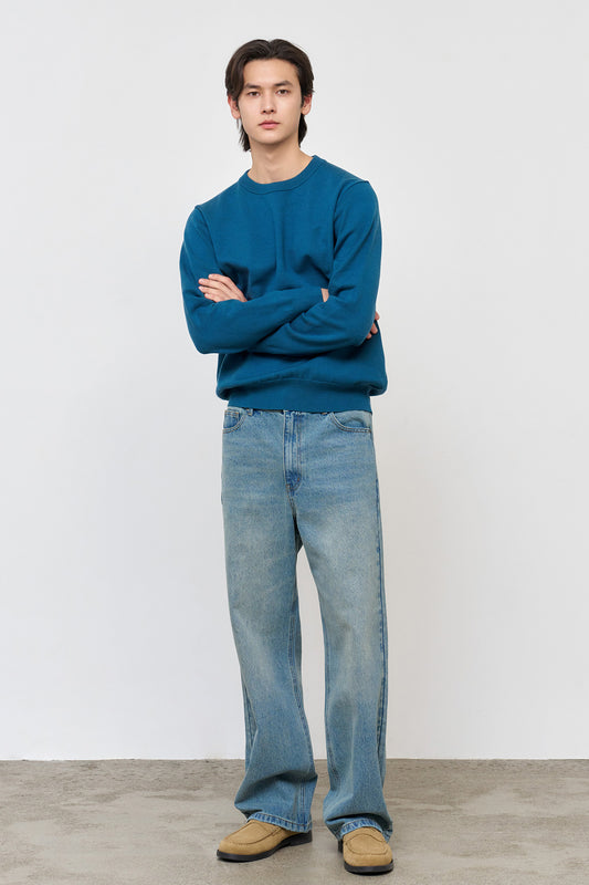 General Idea MAN Essential Minimal Crew Neck Pullover [Teal Green]