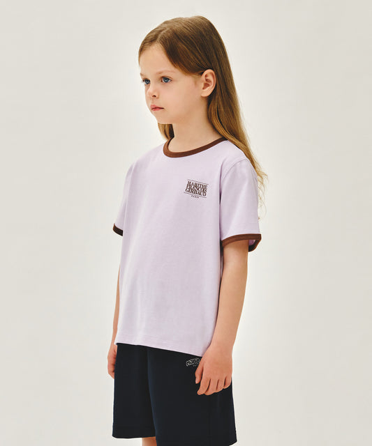Marithé François Girbaud Kids Small Classic Logo Ringer Tee Light Purple