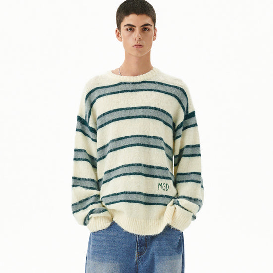 Mahagrid Hairy Stripe Knit Sweater