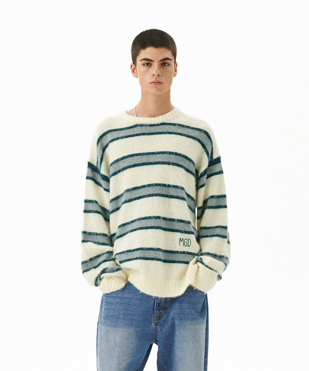 Mahagrid Hairy Stripe Knit Sweater