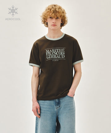 Marithé François Girbaud AEROCOOL CRACK CLASSIC LOGO RINGER TEE brown