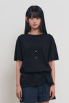 General Idea WOMAN Cool Temperature Cut Cool Relaxed Fit Knit T-Shirt [BLACK]