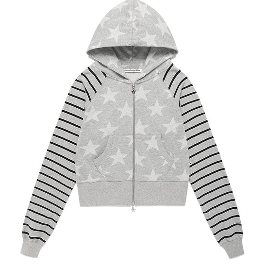 Cavish Women's Raglan Star Zip Up Hoodie