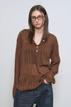 General Idea WOMAN Sheer Henley Neck Pullover