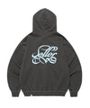 Cavish Damaged Applique Zip Up Hoodie