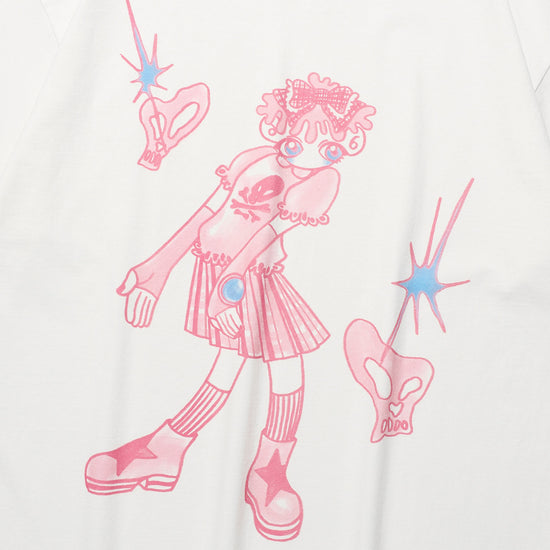 Nice Ghost Club Star Shoes Girl Big Big Tee [White]