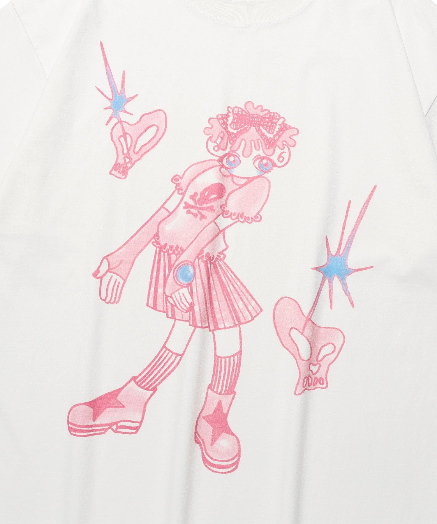 Nice Ghost Club Star Shoes Girl Big Big Tee [White]