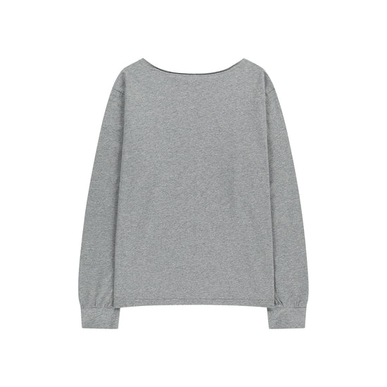 Mahagrid Present One Shoulder Long Sleeve Tee Grey