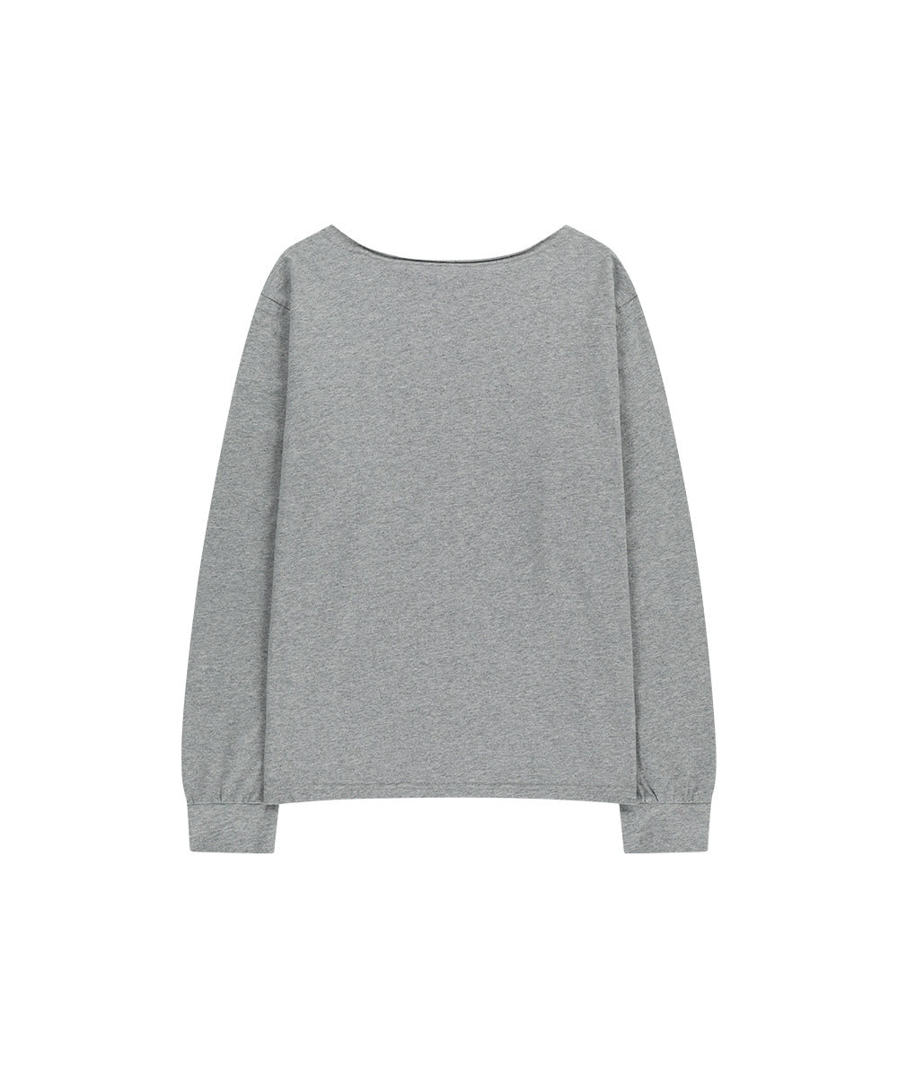 Mahagrid Present One Shoulder Long Sleeve Tee Grey