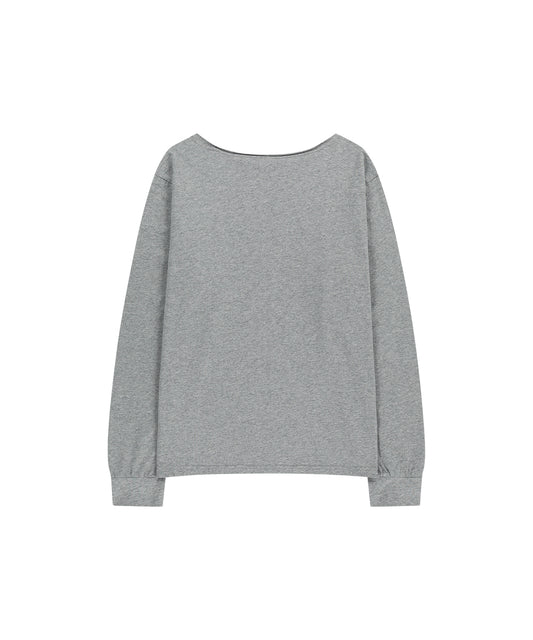 Mahagrid Present One Shoulder Long Sleeve Tee Grey
