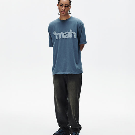 Mahagrid mah Cut Off Appliqué Tee [Blue]