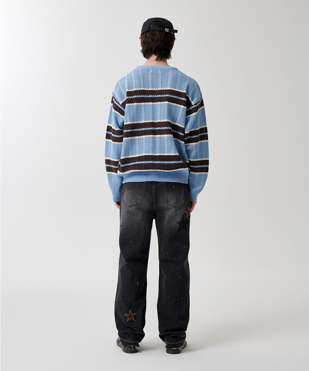 Mahagrid Star Flared Denim Pants [Black]