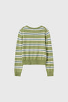 General Idea WOMAN Multi Stripe Crew Neck Cardigan