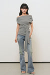 General Idea WOMAN Unbalanced Drape Strap T-Shirt