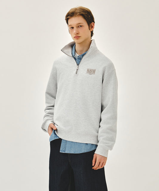 Marithé François Girbaud SMALL CLASSIC LOGO HALF ZIPUP SWEATSHIRT light heather gray
