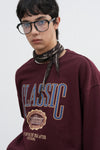 General Idea UNISEX Classic Appliqué Oversized Sweatshirt [BURGUNDY]