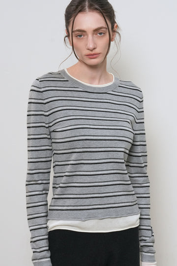 General Idea WOMAN Stripe Layered Pullover