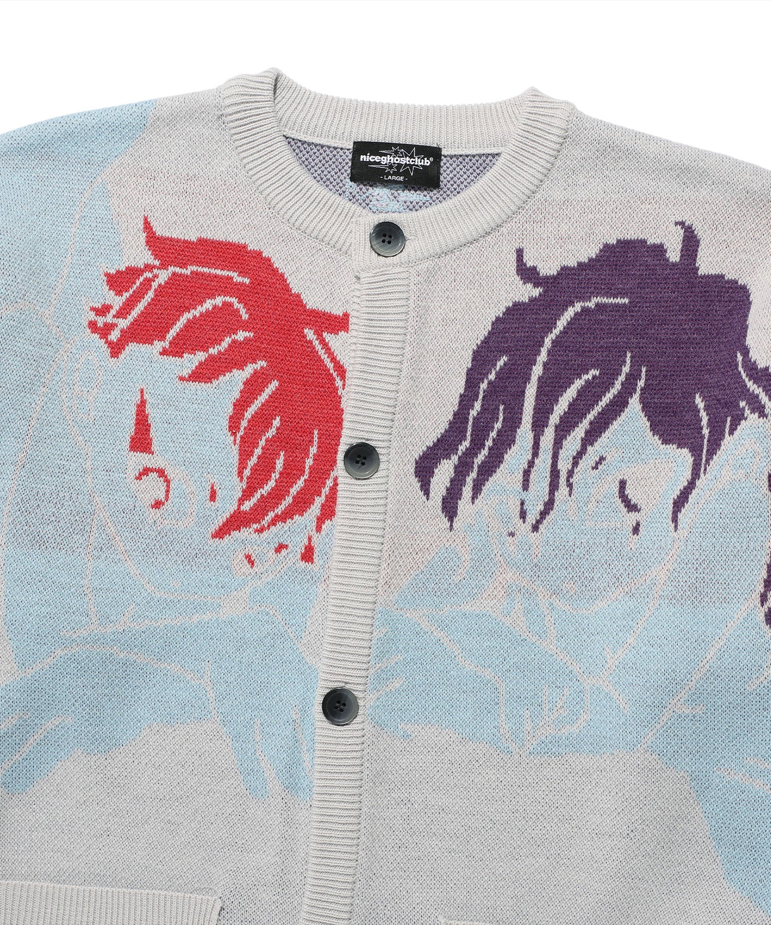 Nice Ghost Club Angels Knit Cardigan [Grey]