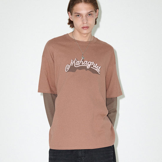 Mahagrid Symbol Layered Long Sleeve Tee Brown