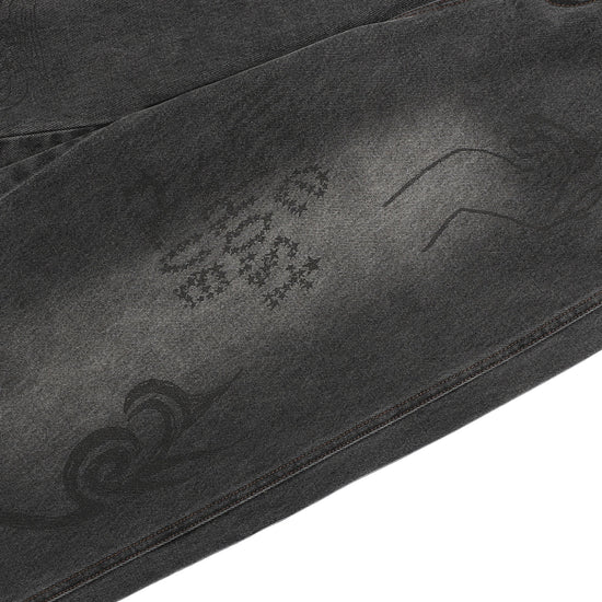 Nice Ghost Club Doodle Graphic Wide Jeans