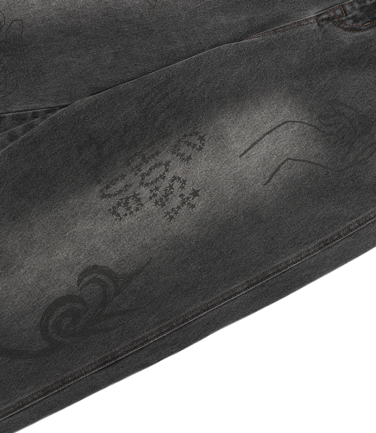 Nice Ghost Club Doodle Graphic Wide Jeans